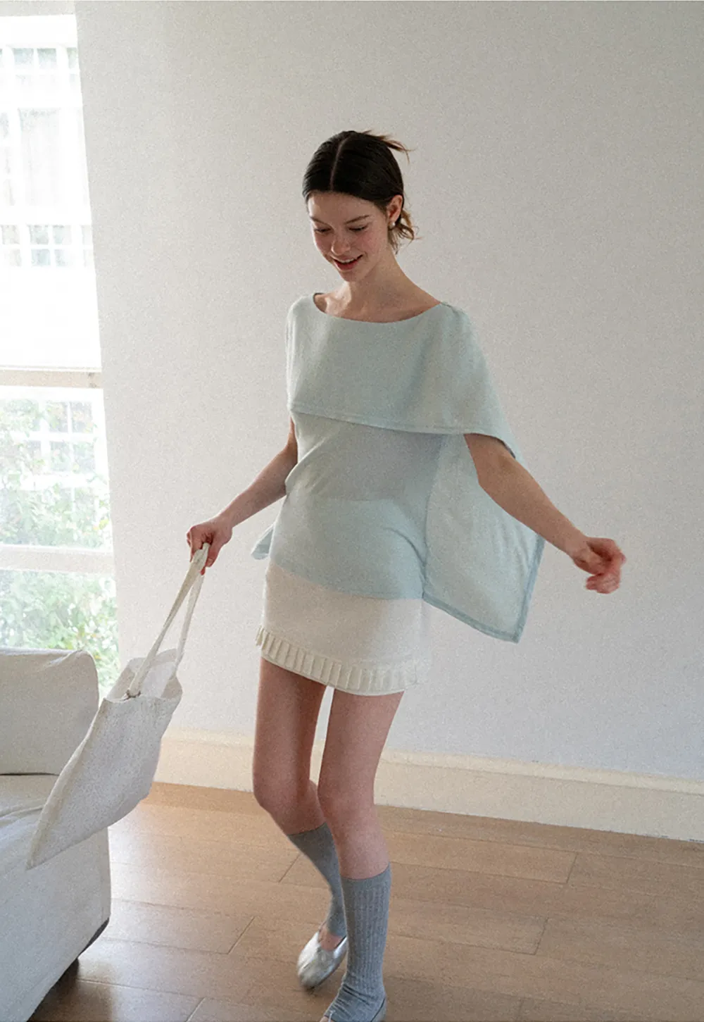 Off Shoulder Dolman Sleeve Layered T Shirt