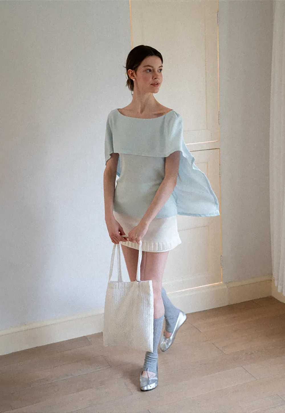 Off Shoulder Dolman Sleeve Layered T Shirt