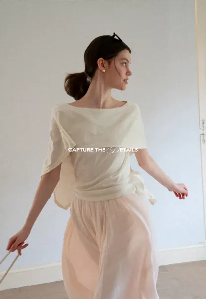 Off Shoulder Dolman Sleeve Layered T Shirt