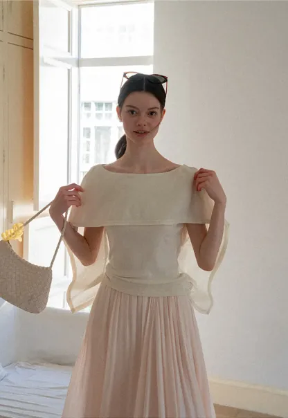 Off Shoulder Dolman Sleeve Layered T Shirt