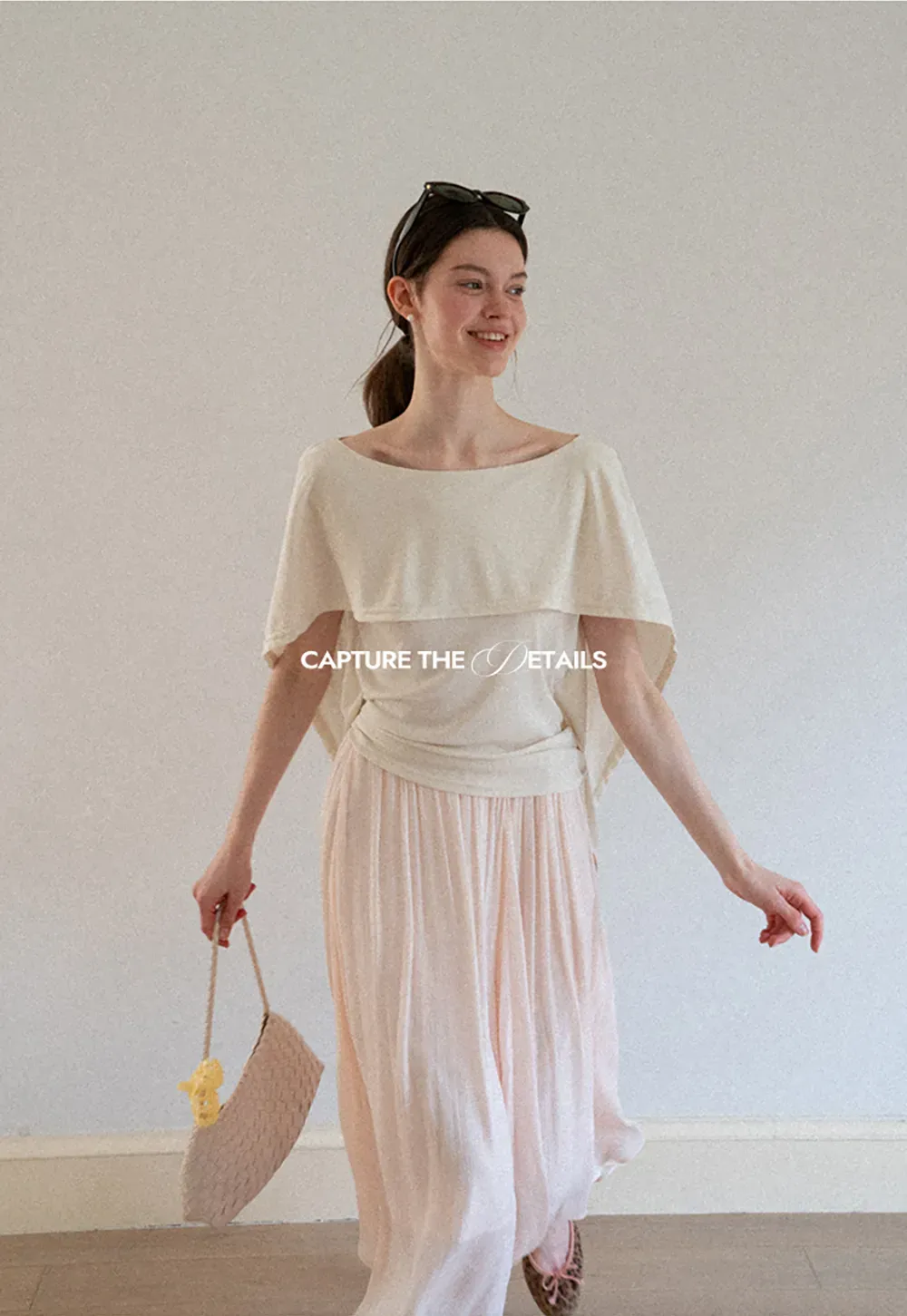 Off Shoulder Dolman Sleeve Layered T Shirt