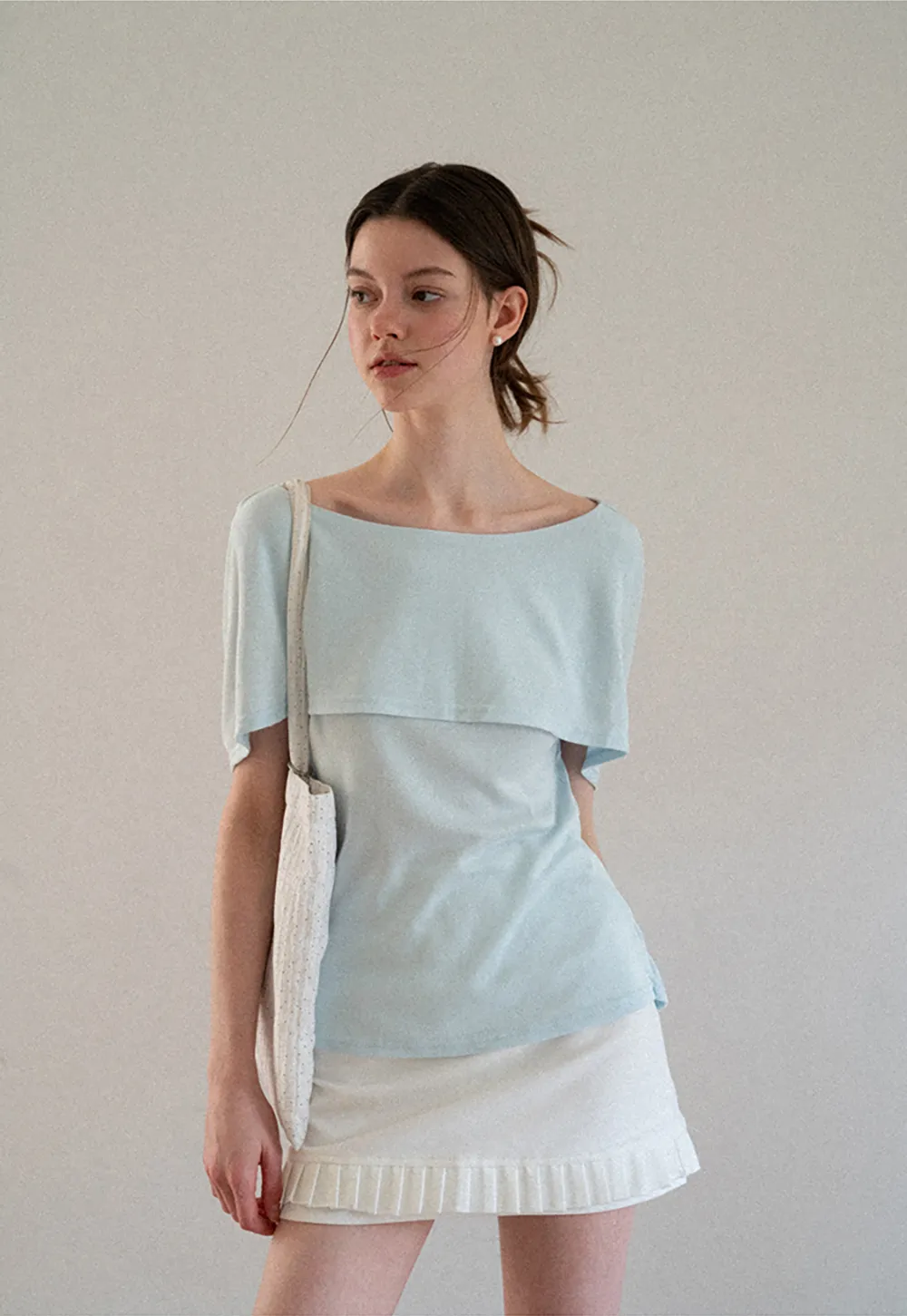 Off Shoulder Dolman Sleeve Layered T Shirt