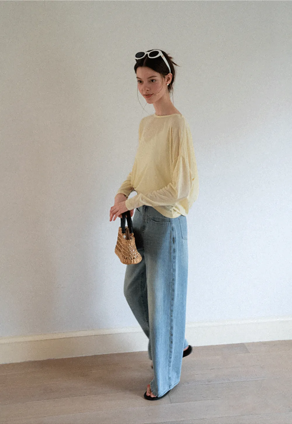 Sheer Back Panel Draped Top