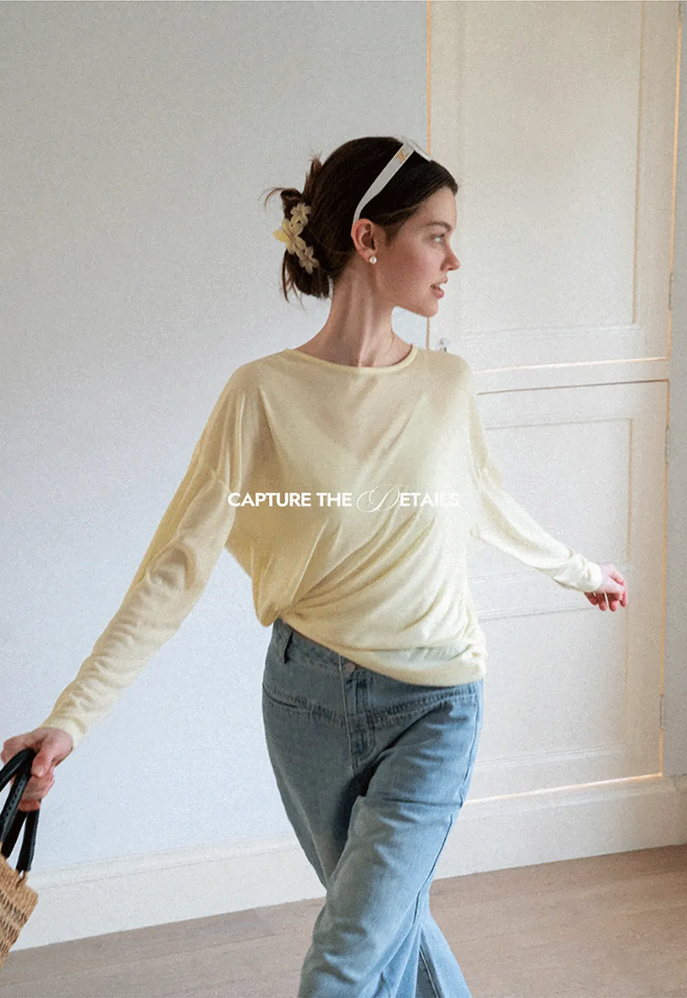 Sheer Back Panel Draped Top