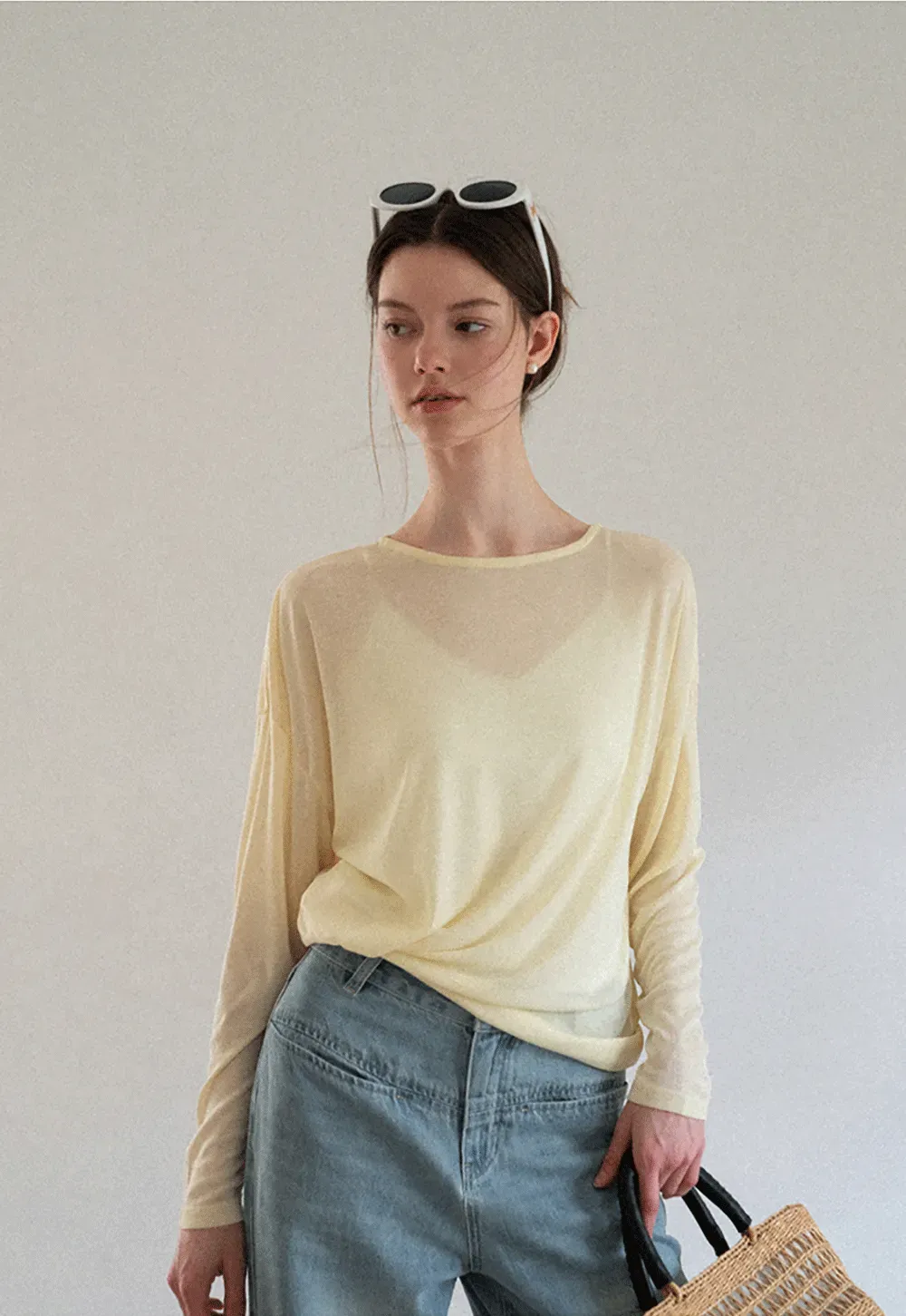 Sheer Back Panel Draped Top