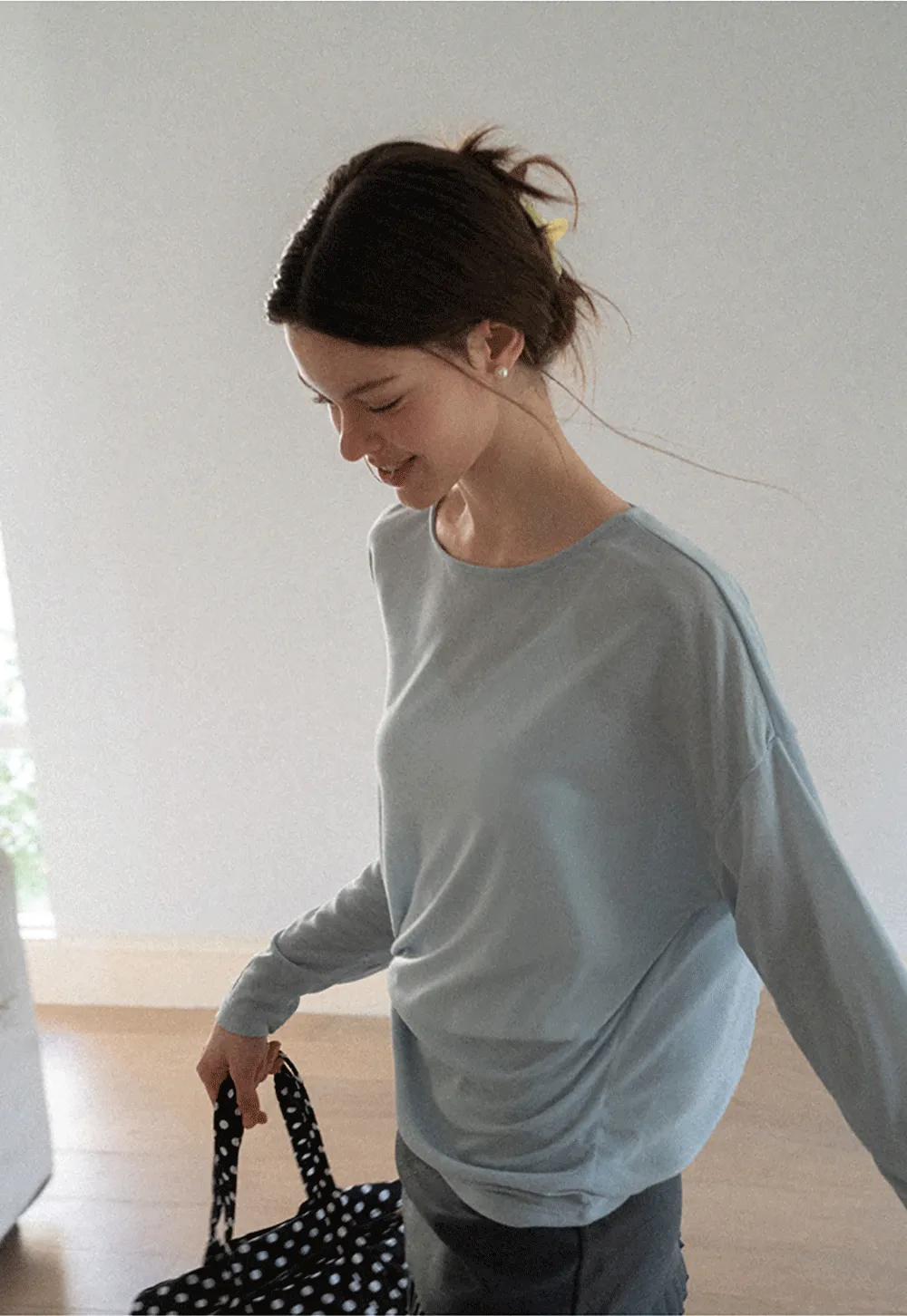 Sheer Back Panel Draped Top