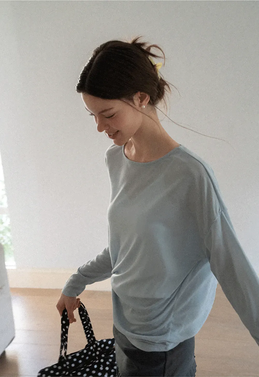 Sheer Back Panel Draped Top