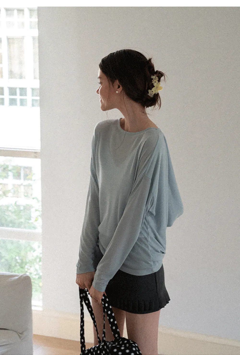 Sheer Back Panel Draped Top