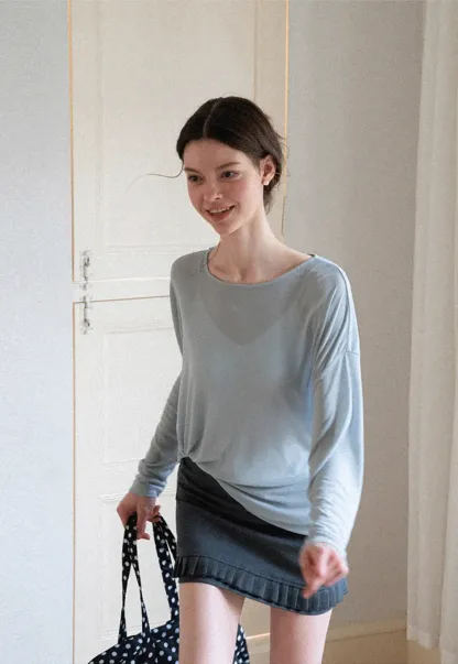 Sheer Back Panel Draped Top