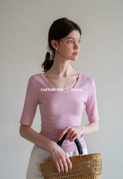 V Neck Short Sleeve Fitted T Shirt