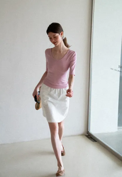 V Neck Short Sleeve Fitted T Shirt