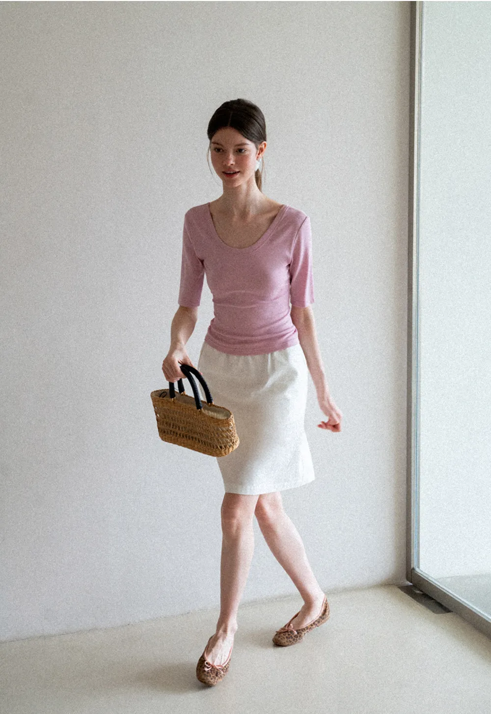 V Neck Short Sleeve Fitted T Shirt