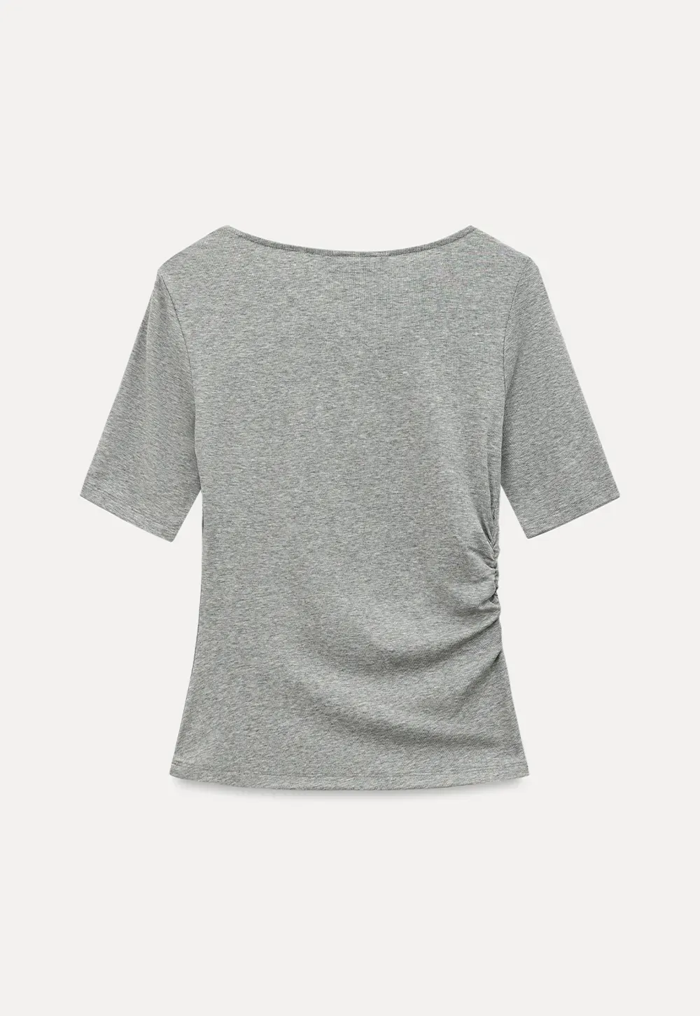 Asymmetric Draped Neckline Short Sleeve T Shirt