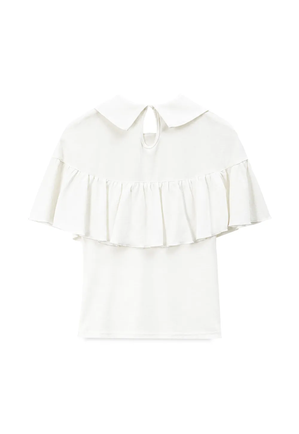 Pleated Collar Short Sleeve T Shirt