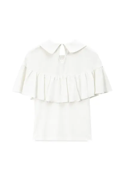 Pleated Collar Short Sleeve T Shirt