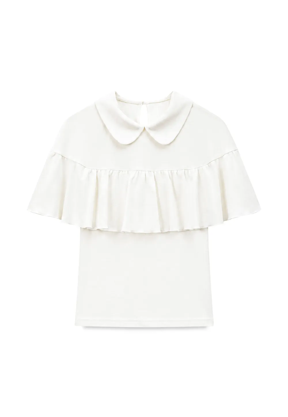 Pleated Collar Short Sleeve T Shirt