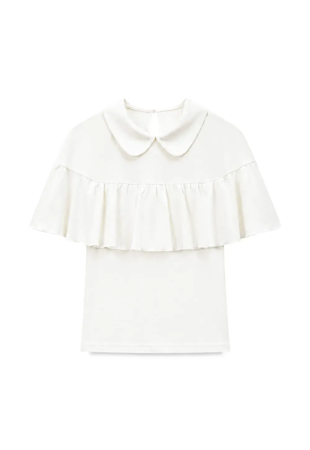 Pleated Collar Short Sleeve T Shirt