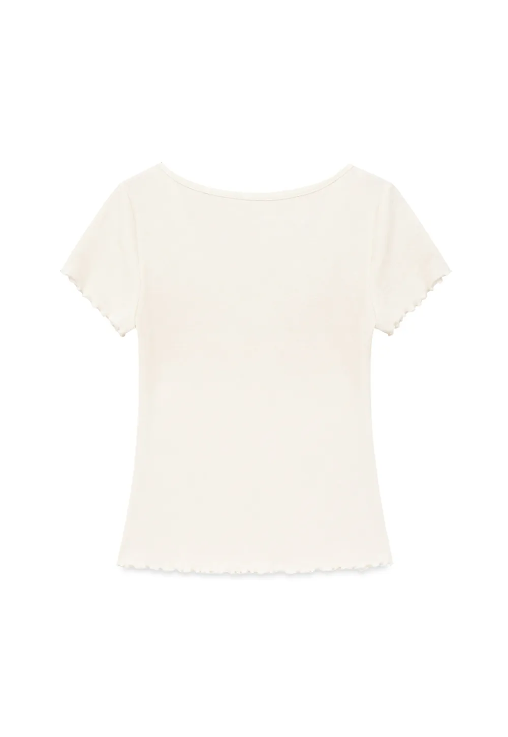 Scalloped Hem V Neck Short Sleeve Knit Tshirt