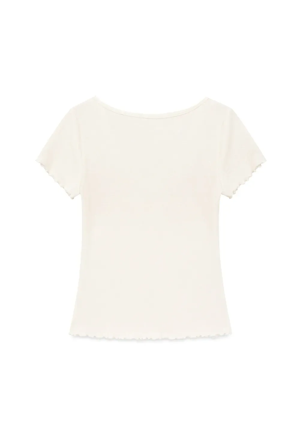 Scalloped Hem V Neck Short Sleeve Knit Tshirt