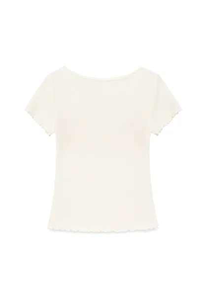 Scalloped Hem V Neck Short Sleeve Knit Tshirt