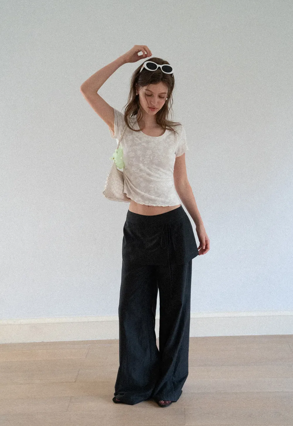 Lace Texture Cropped Short Sleeve Tshirt