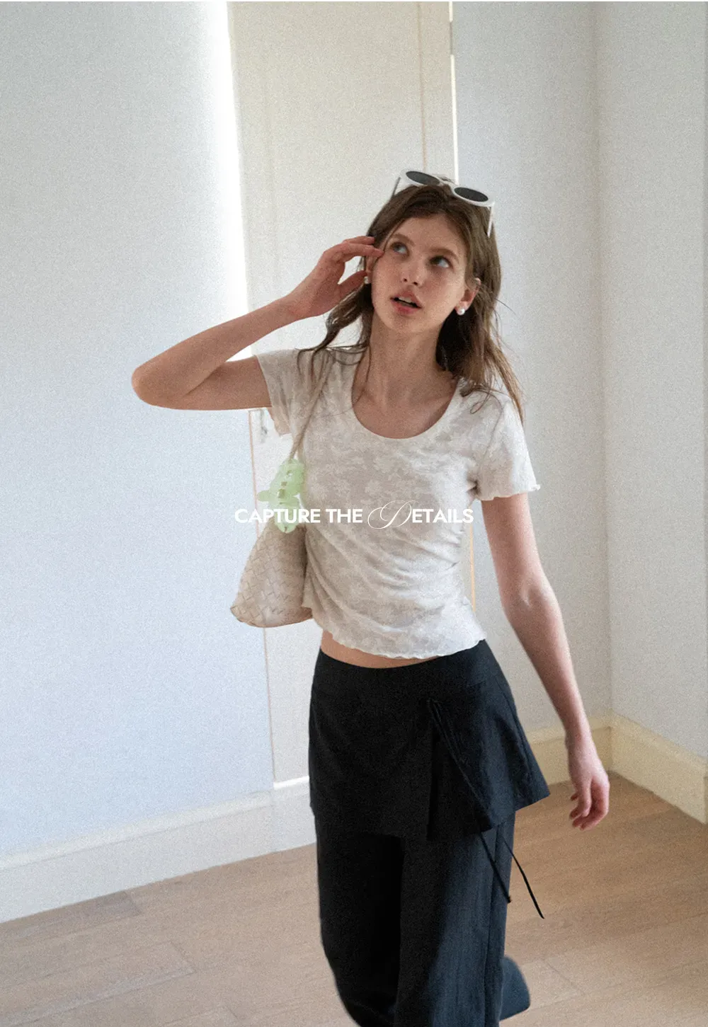 Lace Texture Cropped Short Sleeve Tshirt