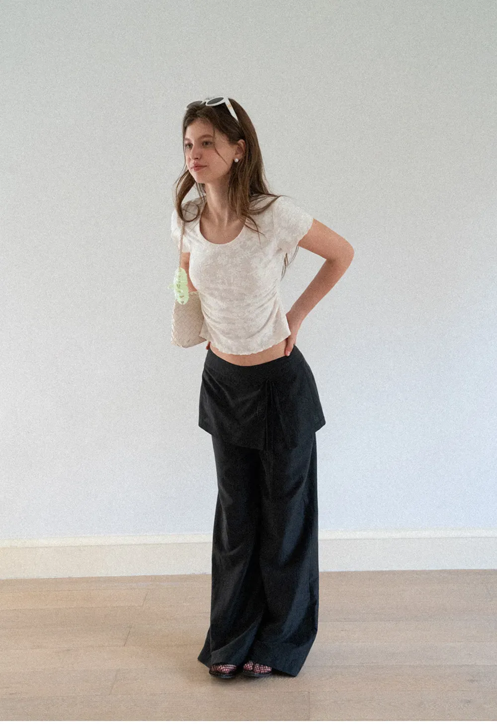 Lace Texture Cropped Short Sleeve Tshirt