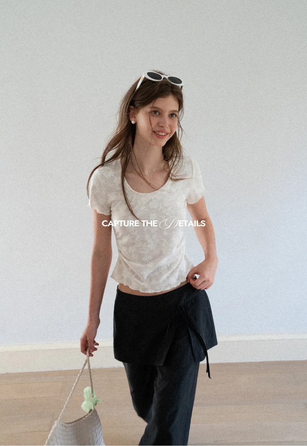 Lace Texture Cropped Short Sleeve Tshirt