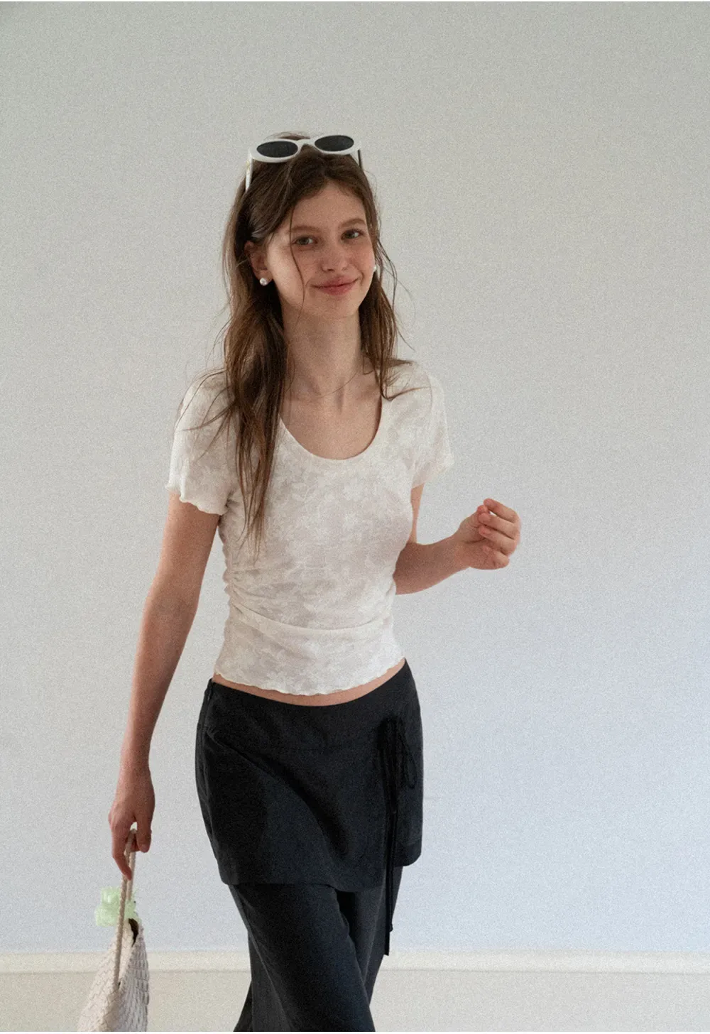Lace Texture Cropped Short Sleeve Tshirt