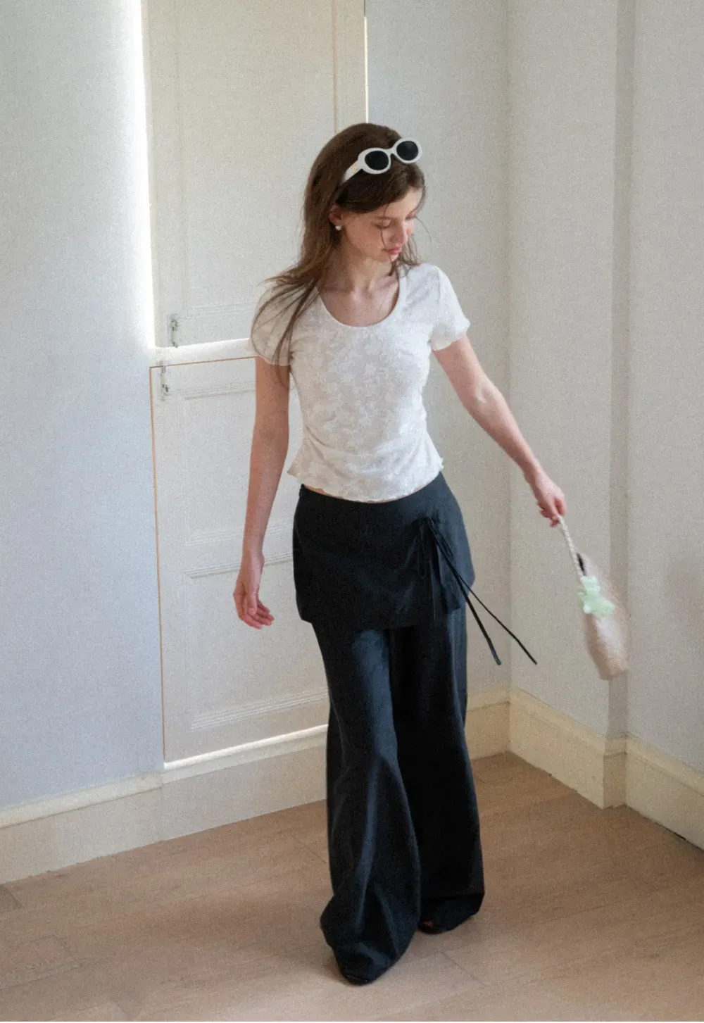 Lace Texture Cropped Short Sleeve Tshirt