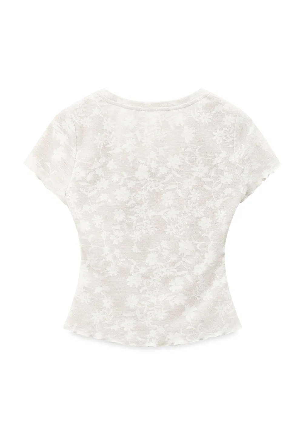 Lace Texture Cropped Short Sleeve Tshirt