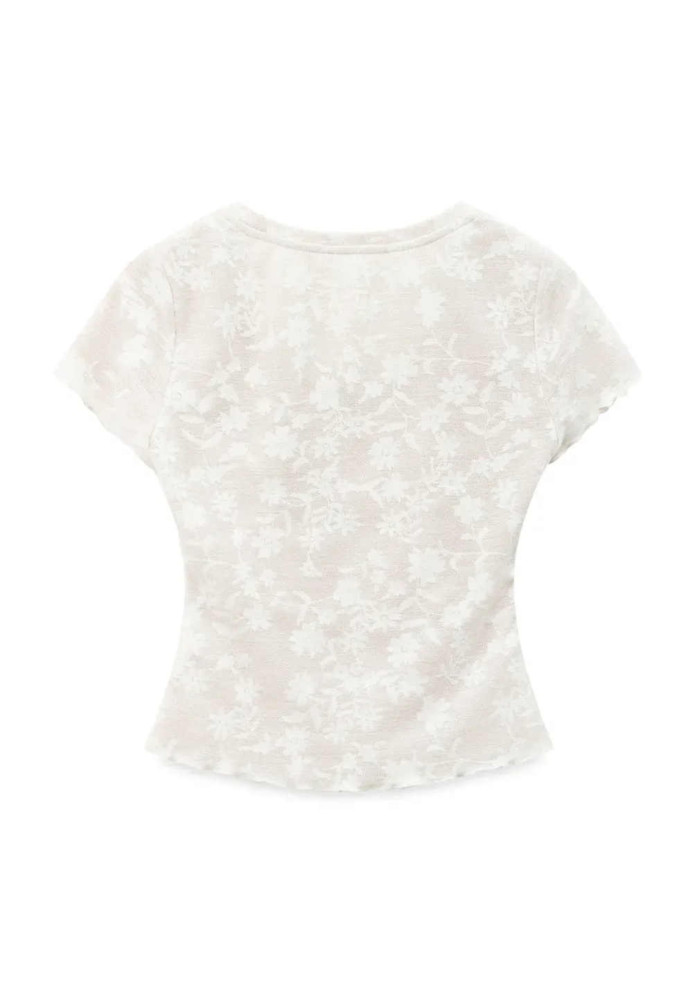 Lace Texture Cropped Short Sleeve Tshirt