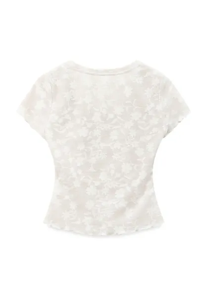 Lace Texture Cropped Short Sleeve Tshirt
