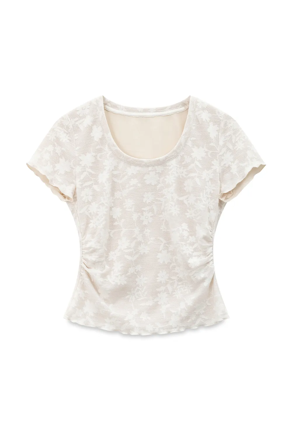 Lace Texture Cropped Short Sleeve Tshirt
