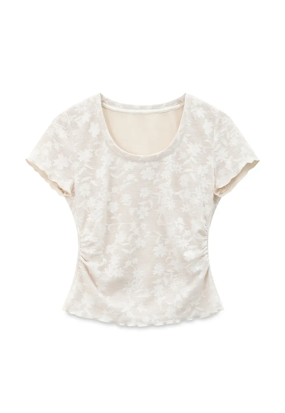 Lace Texture Cropped Short Sleeve Tshirt