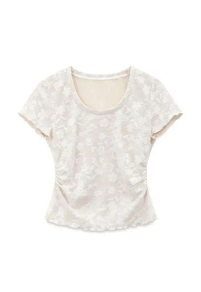 Lace Texture Cropped Short Sleeve Tshirt
