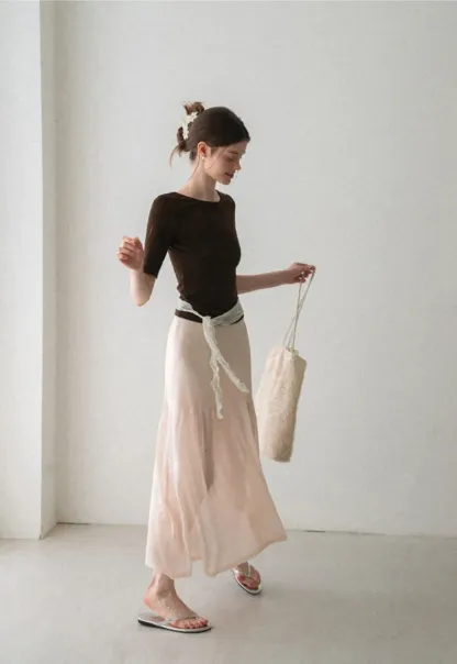 Cropped Ribbed Knit Short Sleeve Top