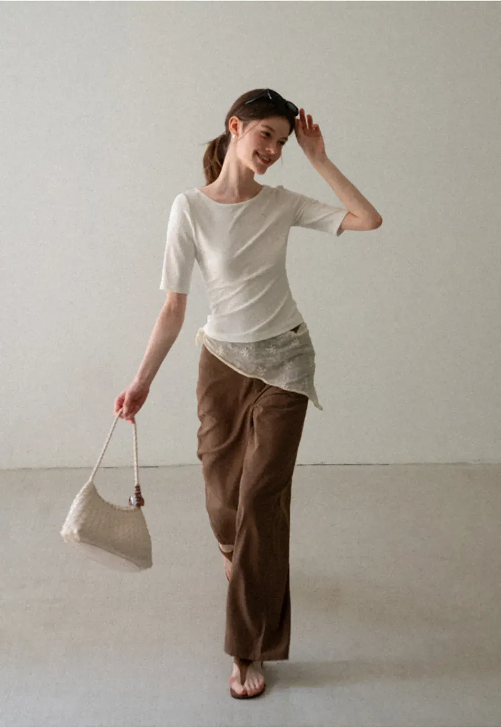Cropped Ribbed Knit Short Sleeve Top