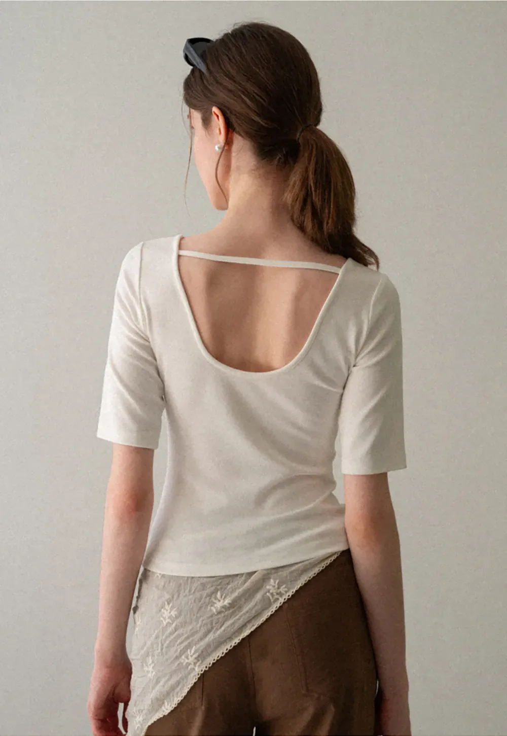 Cropped Ribbed Knit Short Sleeve Top