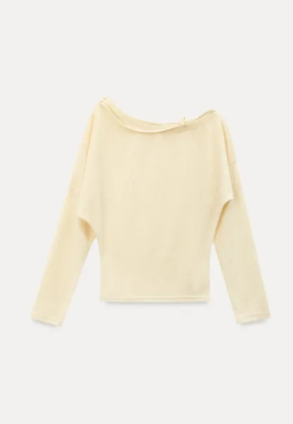Asymmetrical Shoulder Knit Top Long Sleeve
