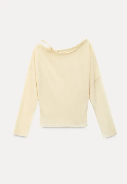 Asymmetrical Shoulder Knit Top Long Sleeve