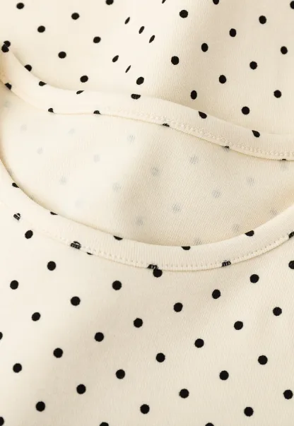 Polka Dot Print Short Sleeve Crew Neck T Shirt