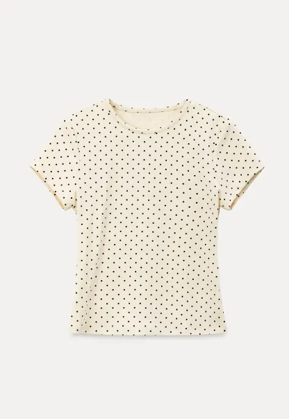 Polka Dot Print Short Sleeve Crew Neck T Shirt