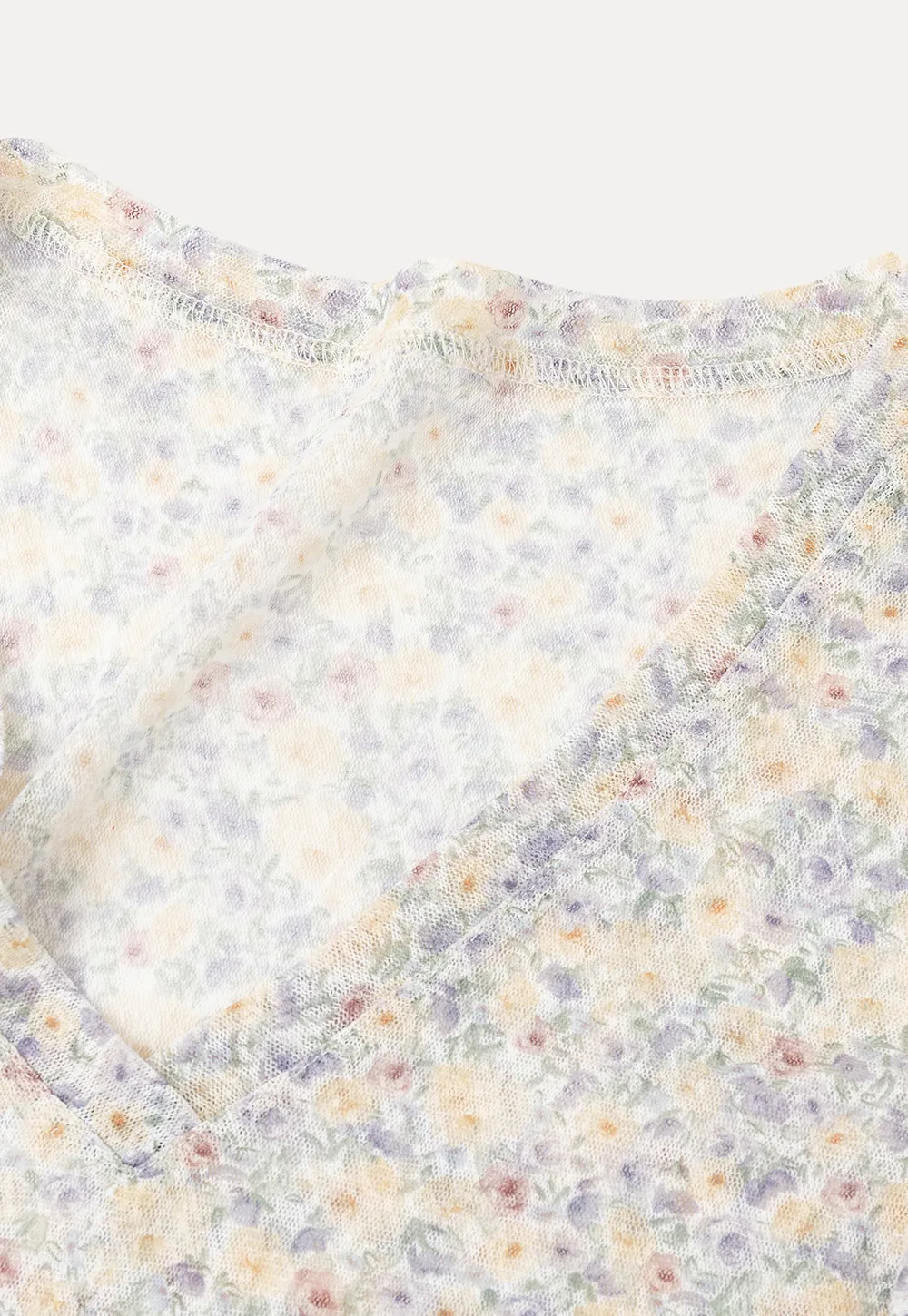 Lace Trim Drawstring Tank Top and Floral Hem T Shirt