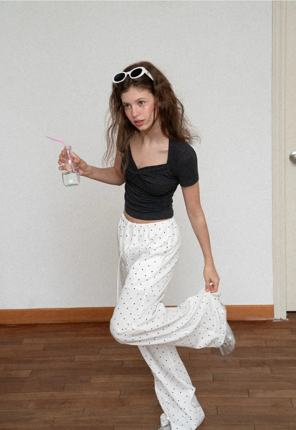 Twist Front Cropped Short Sleeve Top