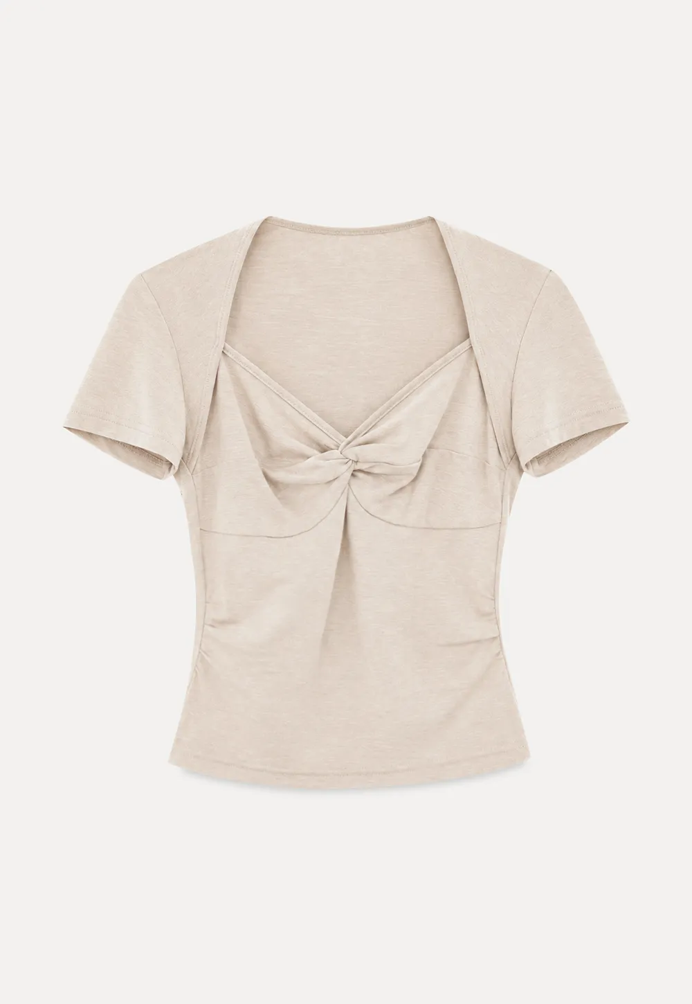 Twist Front Cropped Short Sleeve Top