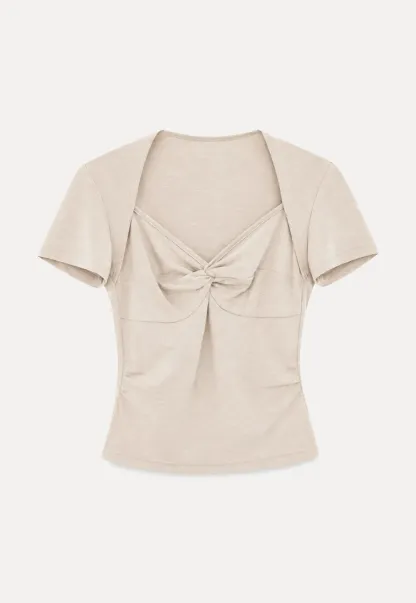 Twist Front Cropped Short Sleeve Top