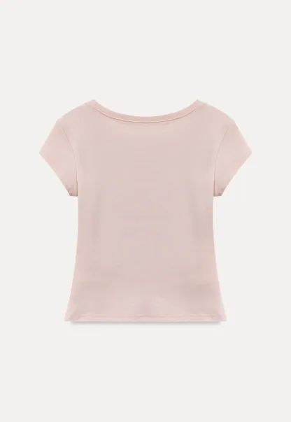 Scoop Neck Short Sleeve Fitted T Shirt