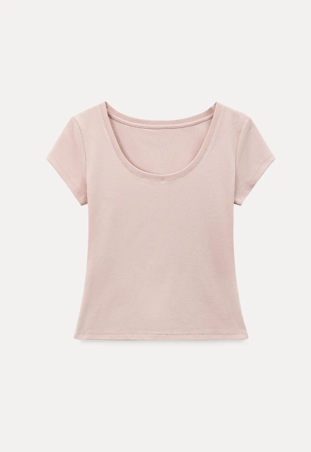 Scoop Neck Short Sleeve Fitted T Shirt