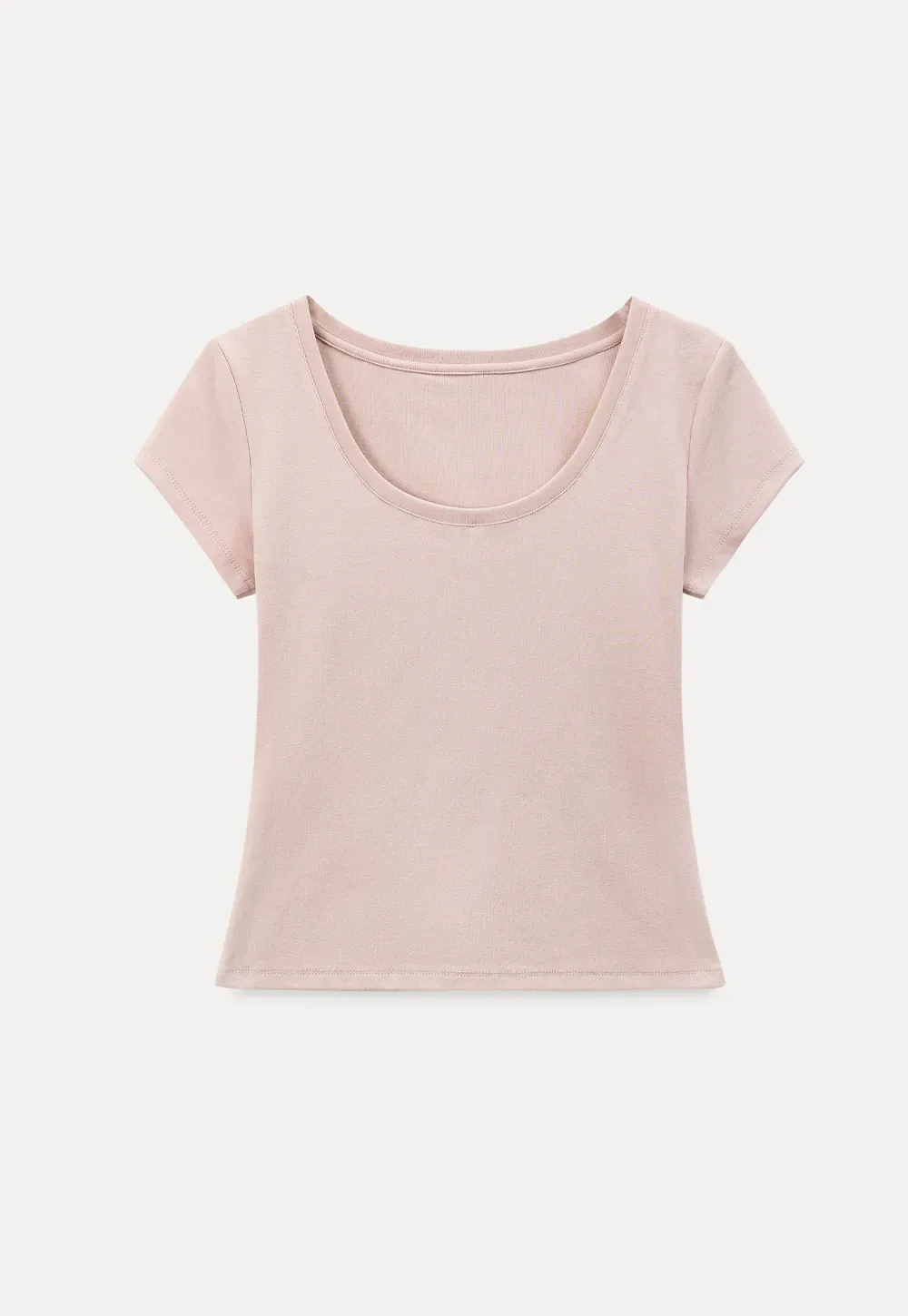 Scoop Neck Short Sleeve Fitted T Shirt